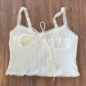 White Lace Trimmed Top Size Medium